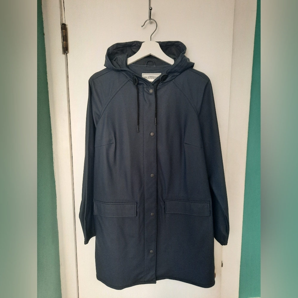 Levi's Women’s Raincoat Blue M Fishtail Button Zip Parka Jacket